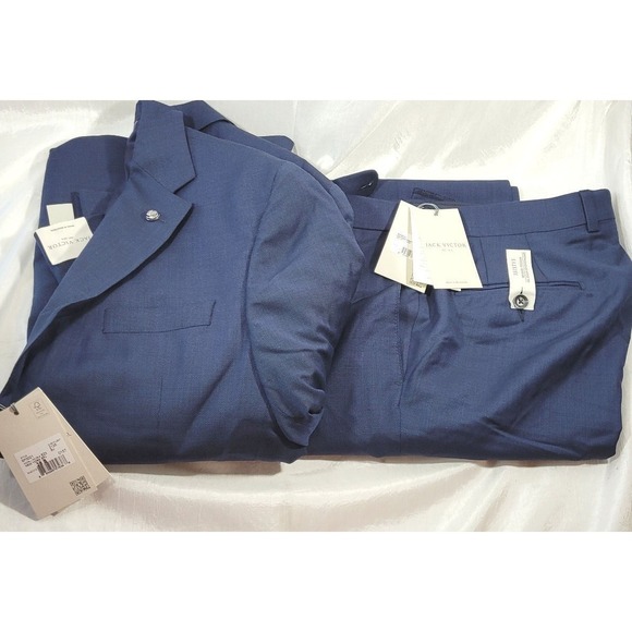 Jack Victor Men's 3Sixty5 100% Super 130s Wool Navy Suit 38S Unhemmed 36W